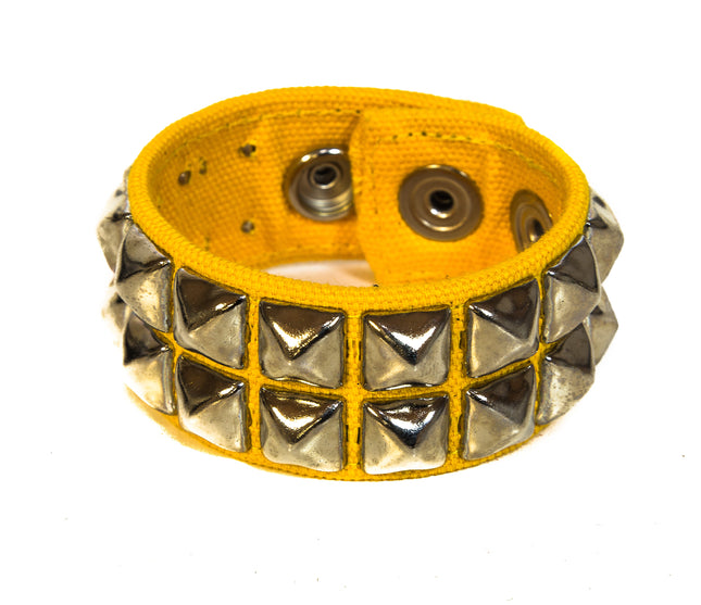 BC112C-YEL 2 ROW PYRAMID CANVAS BRACELET