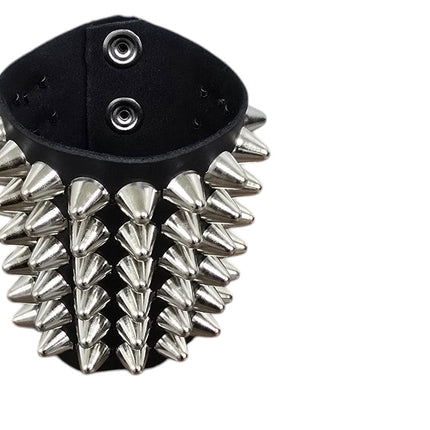 BC126UK  6 ROW UK77 STUD SHORT GAUNTLET BRACELET LEATHER