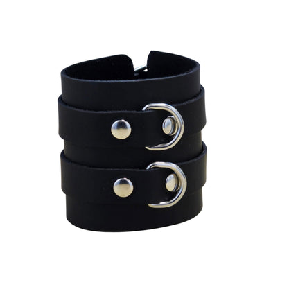 BC294D 2 BUCKLE D RING CUFF BRACELET