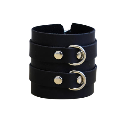 BC294D 2 BUCKLE D RING CUFF BRACELET