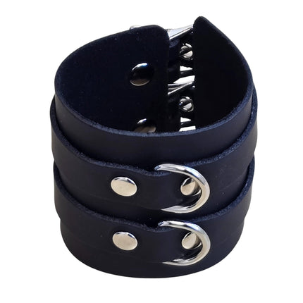 BC294D 2 BUCKLE D RING CUFF BRACELET