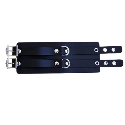 BC294D 2 BUCKLE D RING CUFF BRACELET