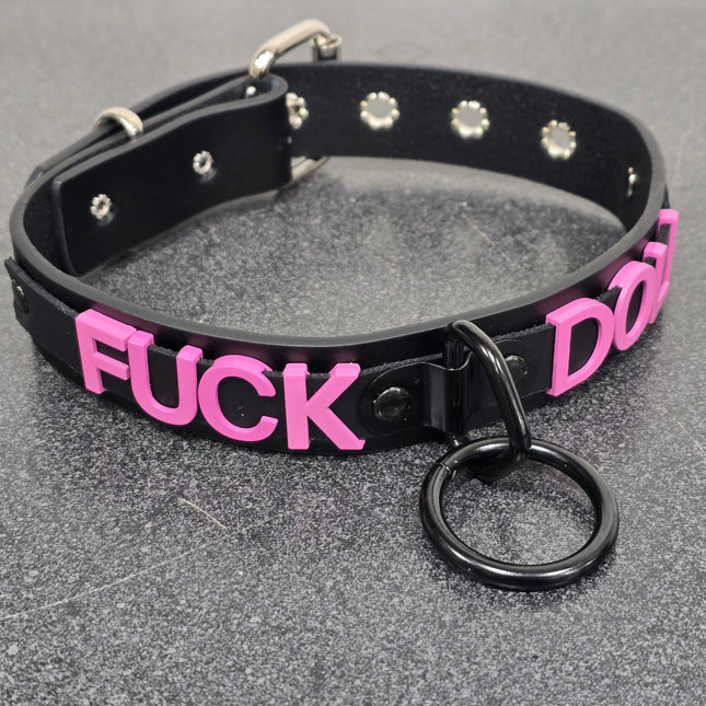 FCK261 -PS BONDAGE FETISH  STAINLESS STEEL LETTER WORDS ID NAME CHOKER