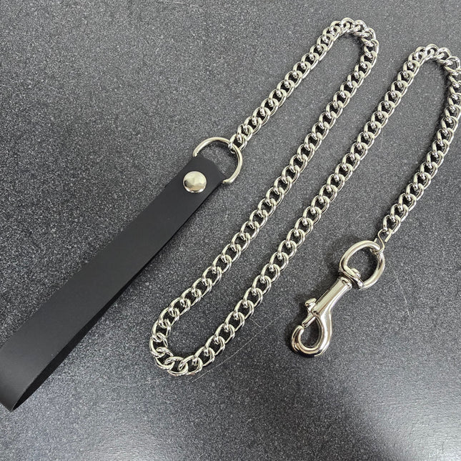 FML106 FML106VN-BLK FML105VN-BLK  LEATHER 4MM REGULAR  CHAIN LEASH WITH 3" HOOK