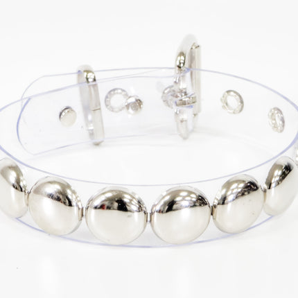 FCK671VN-CLR CLEAR VINYL  JUMBO 1"  ROUND STUDDED  CHOKER