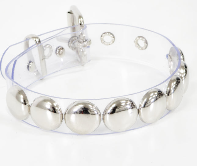 FCK671VN-CLR CLEAR VINYL  JUMBO 1"  ROUND STUDDED  CHOKER
