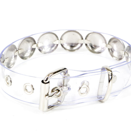 FCK671VN-CLR CLEAR VINYL  JUMBO 1"  ROUND STUDDED  CHOKER