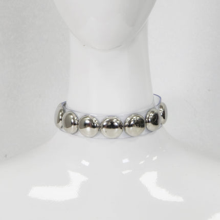 FCK671VN-CLR CLEAR VINYL  JUMBO 1"  ROUND STUDDED  CHOKER