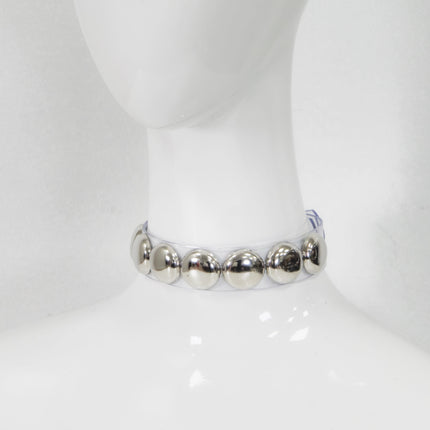 FCK671VN-CLR CLEAR VINYL  JUMBO 1"  ROUND STUDDED  CHOKER