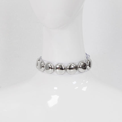 FCK671VN-CLR CLEAR VINYL  JUMBO 1"  ROUND STUDDED  CHOKER