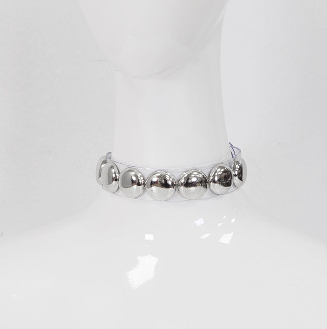 FCK671VN-CLR CLEAR VINYL  JUMBO 1"  ROUND STUDDED  CHOKER