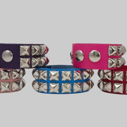 BC112ITL  ITALIAN GENUINE LEATHER DOUBLE ROW  STUDDED BRACELET