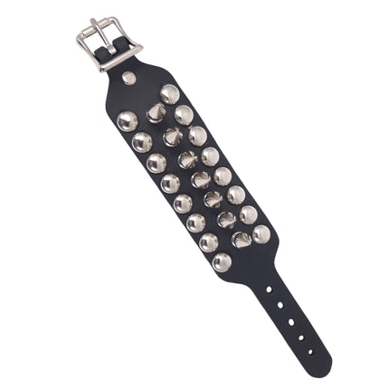 BC186  1" SPIKE 1/2" ROUND STUDDED 1 1/4" WIDE BUCKLE BRACELET