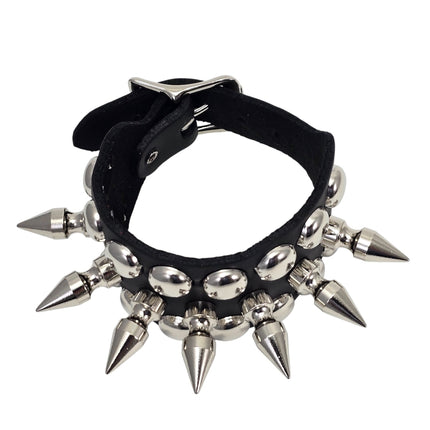 BC186  1" SPIKE 1/2" ROUND STUDDED 1 1/4" WIDE BUCKLE BRACELET