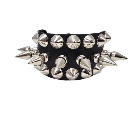 BC186  1" SPIKE 1/2" ROUND STUDDED 1 1/4" WIDE BUCKLE BRACELET