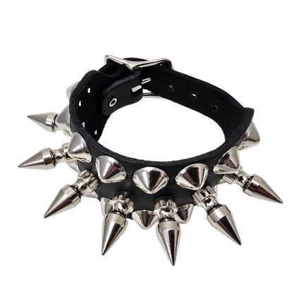 BC186  1" SPIKE 1/2" ROUND STUDDED 1 1/4" WIDE BUCKLE BRACELET