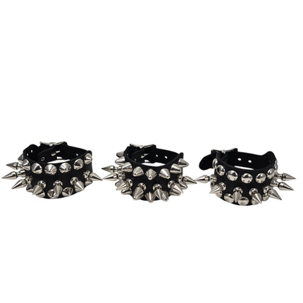 BC186  1" SPIKE 1/2" ROUND STUDDED 1 1/4" WIDE BUCKLE BRACELET