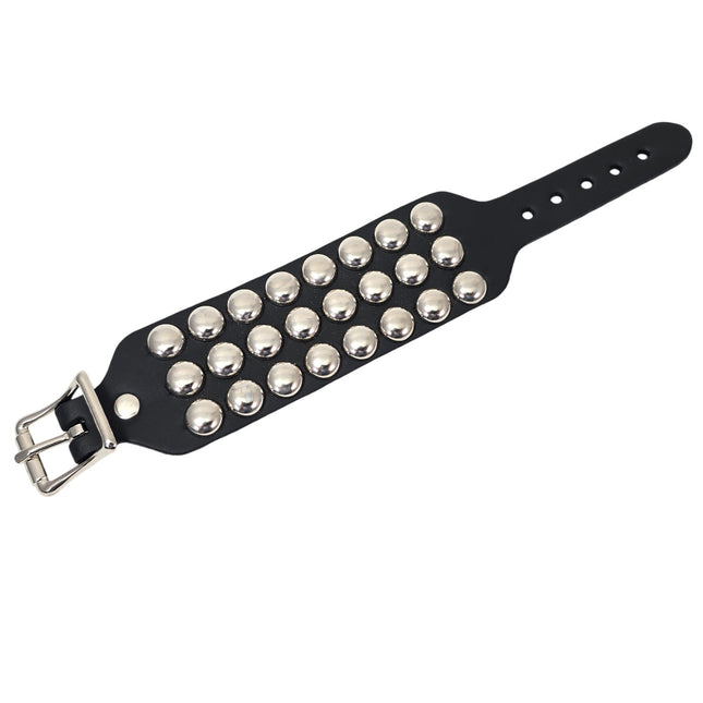 BC170RND  BUCKLE BRACELET WITH 3 ROW 1/2" ROUND STUDS