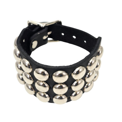 BC170RND  BUCKLE BRACELET WITH 3 ROW 1/2" ROUND STUDS