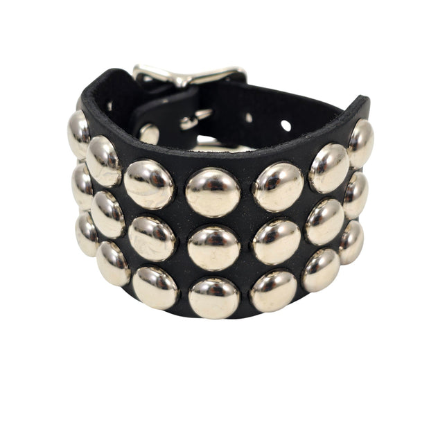 BC170RND  BUCKLE BRACELET WITH 3 ROW 1/2" ROUND STUDS