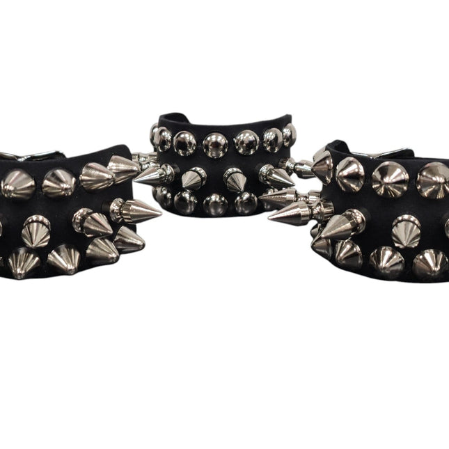 BC186  1" SPIKE 1/2" ROUND STUDDED 1 1/4" WIDE BUCKLE BRACELET