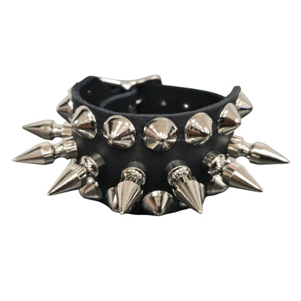 BC186  1" SPIKE 1/2" ROUND STUDDED 1 1/4" WIDE BUCKLE BRACELET