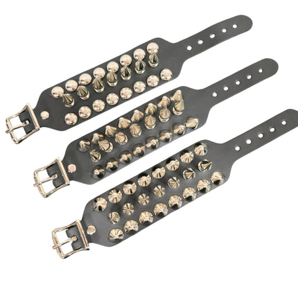 BC186  1" SPIKE 1/2" ROUND STUDDED 1 1/4" WIDE BUCKLE BRACELET