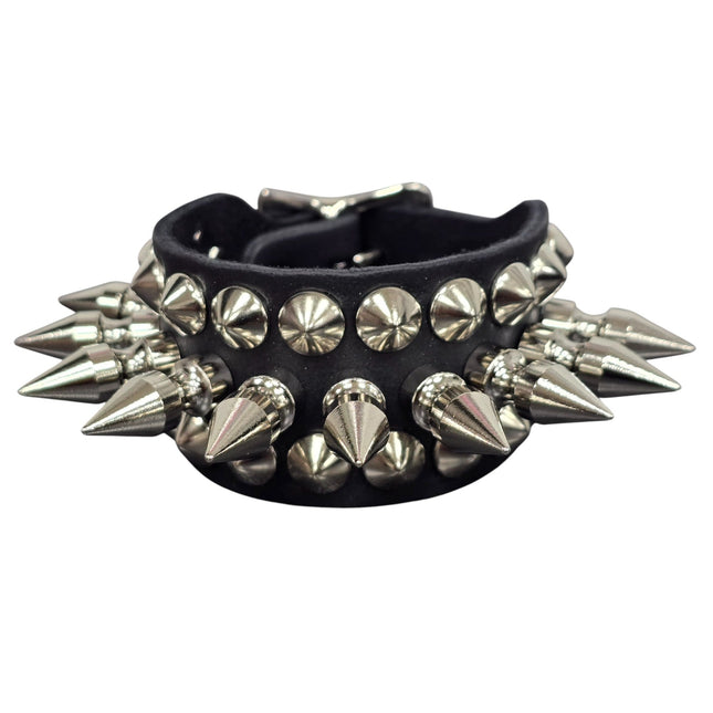 BC185CON  1" SPIKE CONICAL  STUDDED 1 1/2" WIDE BUCKLE BRACELET