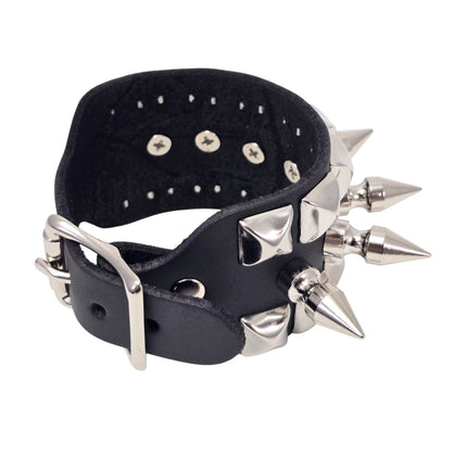 BC186PMD  1/2" PYRAMID STUUDED 1" SPIKE 1 3/4" BUCKLE BRACELET