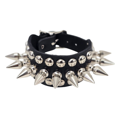 BC185  1" SPIKE ROUND STUDDED 1 1/2" WIDE BUCKLE BRACELET