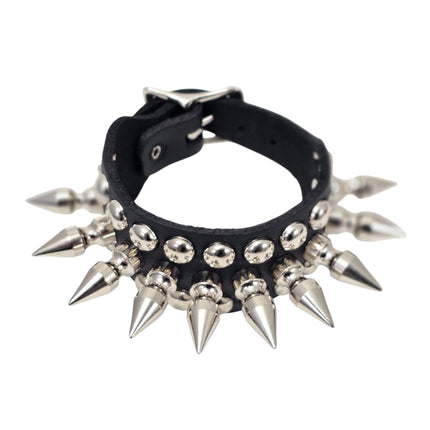 BC185  1" SPIKE ROUND STUDDED 1 1/2" WIDE BUCKLE BRACELET