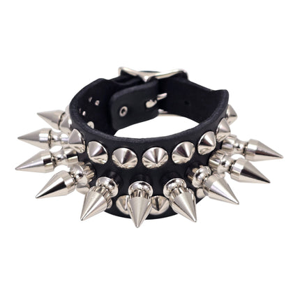 BC185  1" SPIKE ROUND STUDDED 1 1/2" WIDE BUCKLE BRACELET