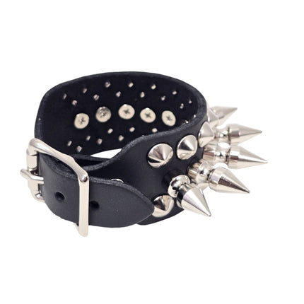 BC185  1" SPIKE ROUND STUDDED 1 1/2" WIDE BUCKLE BRACELET
