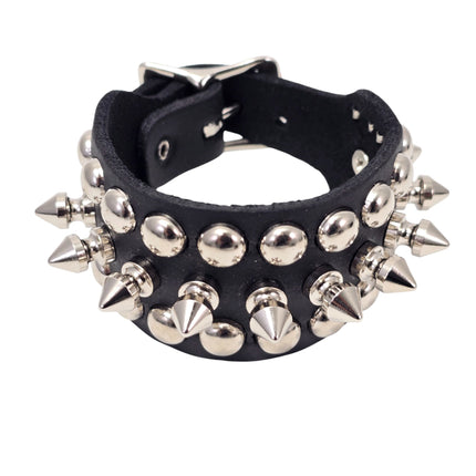 BC185S-RND  1/2" SPIKE ROUND STUDDED 1 1/2" WIDE BUCKLE BRACELET