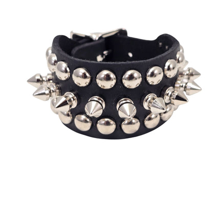 BC185S-RND  1/2" SPIKE ROUND STUDDED 1 1/2" WIDE BUCKLE BRACELET