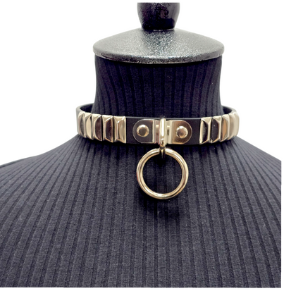 CK129RMD  RECTANGULAR STUDDED BONDAGE CHOKER