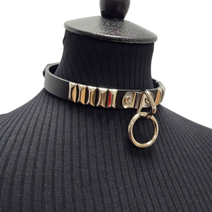 CK129RMD  RECTANGULAR STUDDED BONDAGE CHOKER