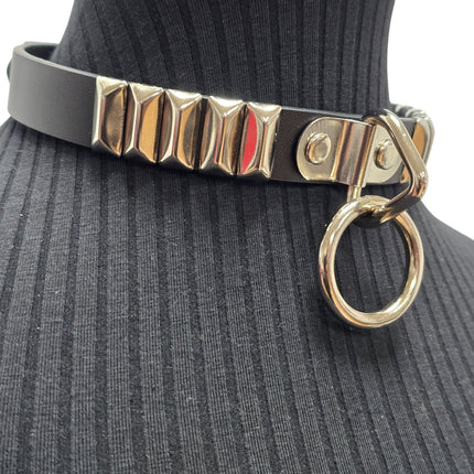 CK129RMD  RECTANGULAR STUDDED BONDAGE CHOKER