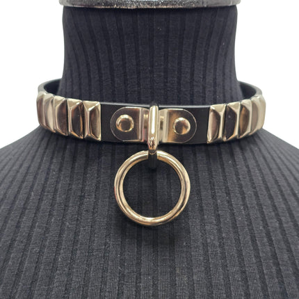 CK129RMD  RECTANGULAR STUDDED BONDAGE CHOKER