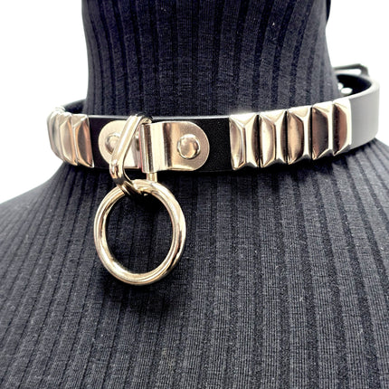 CK129RMD  RECTANGULAR STUDDED BONDAGE CHOKER
