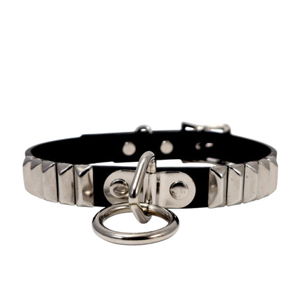 CK129RMD  RECTANGULAR STUDDED BONDAGE CHOKER