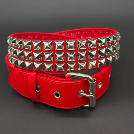 BT104M VEGAN 1 3/4" WIDE THREE ROW PYRAMID BELT