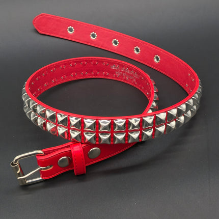 BT117M VEGAN 2 ROW STUDDED  FAUX LEATHER STITCHED PREMIUM BELT