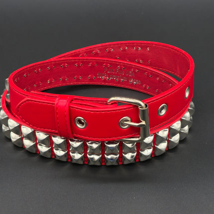 BT117M VEGAN 2 ROW STUDDED  FAUX LEATHER STITCHED PREMIUM BELT