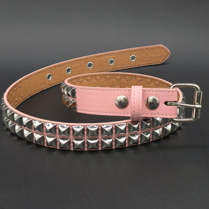 BT117M VEGAN 2 ROW STUDDED  FAUX LEATHER STITCHED PREMIUM BELT