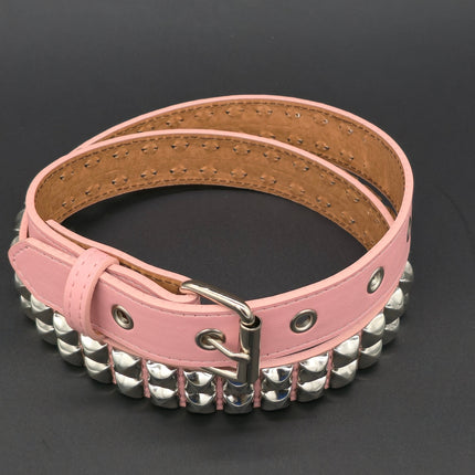 BT117M VEGAN 2 ROW STUDDED  FAUX LEATHER STITCHED PREMIUM BELT