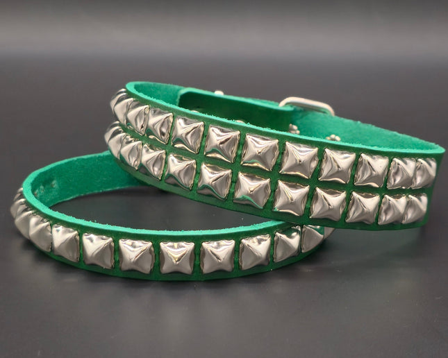 CK140 GENUINE GREEN LEATHER STUDDED CHOKER