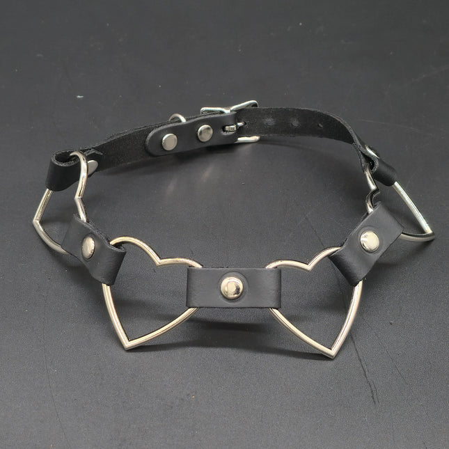 FCK635 LARGE 4 HEART RING LINK CHOKER