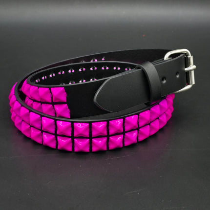 BT117-PS  POWDER COATED PINK PYRAMID STUDDED BELT