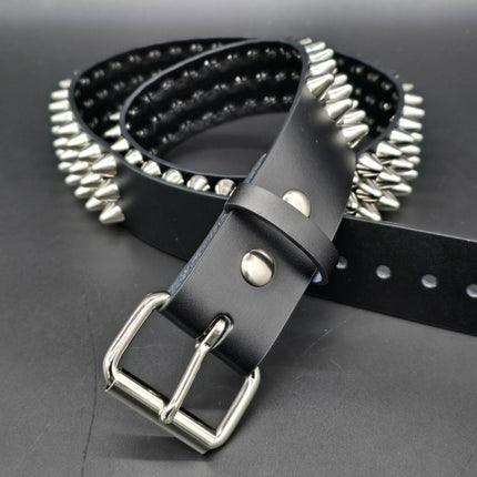 BT153  UK77 TALL CONE STUDDED FUNK LOGO SNAP LEATHER BELT * BEST SELLER